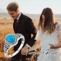 wholesale 925 Sterling Silver Natural Turquoise Stone Boho Style Adjustable Band Ring for Women-0-5