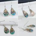 wholesale S925 Sterling Silver Abalone Shell & Cubic Zirconia Teardrop Dangle Earrings for Women-0-5