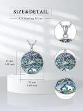 wholesale 925 Sterling Silver Bear Paw Print Abalone Shell Inlay Round Pendant Necklace - Unique Gifts for Her Him-0-4