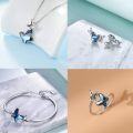 wholesale Sterling Silver Austrian Crystal Infinity Morpho Helena Butterfly Bangle Bracelet-0-3