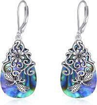 wholesale 925 Sterling Silver Labradorite Dragonfly Drop Earrings with Leverbacks-E-Abalone Dragonfly