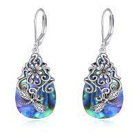 wholesale 925 Sterling Silver Labradorite Dragonfly Drop Earrings with Leverbacks-E-Abalone Dragonfly