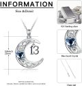 wholesale 925 Sterling Silver Celtic Knot Blue Crystal Heart 13 Moon Pendant Necklace for Women Girls-0-1
