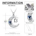 wholesale 925 Sterling Silver Celtic Knot Blue Crystal Heart 13 Moon Pendant Necklace for Women Girls-0-1