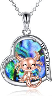 wholesale 925 Sterling Silver Axolotl Love You Forever Pendant Necklace-abalone shell axolotl necklace