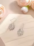 TOUPOP Sterling Silver Peacock Tail Feather Dangle Earrings-0-4