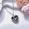 wholesale 925 Sterling Silver Gothic Black Onyx Heart Bat Pendant Necklace-0-1
