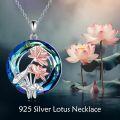 wholesale 925 Sterling Silver Lotus Flower Metal Crystal Pendant Necklace for Women Girls -0-3