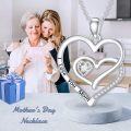 wholesale 925 Sterling Silver Double Heart Necklace with Love Pendant for Mom Grandma Wife Birthday Mother's Day-0-4