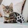wholesale 925 Sterling Silver Black and White CZ Dog Paw Print Pendant Necklace for Veterinary Gifts Vet School Graduation Jewelry for Her-0-2