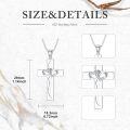 wholesale 925 Sterling Silver Heart and Cross Pendant with Cubic Zirconia Necklaces for Women s 45cm Chain Length-0-4