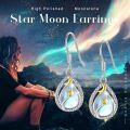 wholesale 925 Sterling Silver Teardrop Moonstone Star & Crescent Dangle Earrings-0-2