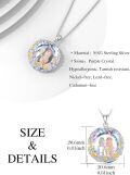 wholesale 925 Sterling Silver Round Crystal Mother Daughter Pendant Necklaces with Gold Plated Roses and Leaves s for Mom Wife Sisters-0-3