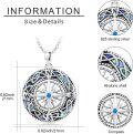 wholesale 925 Sterling Silver Compass Rose Abalone Shell Inlay Traveler's Journey Pendant Necklace-0-3
