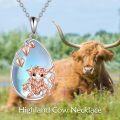 wholesale 925 Sterling Silver Teardrop Moonstone Cow Pendant Necklace-0-5