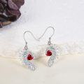 wholesale 925 Sterling Silver Red Crystal Angel & Devil Wing Heart Drop Earrings for Women-0-2