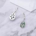 wholesale 925 Sterling Silver Celtic Knot Teardrop Green Moss Agate Drop Earrings-0-2