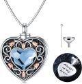 wholesale TOUPOP Rose Flower Urn Necklace For Ashes Heart Crystal Cremation Jewelry For Ashes Flower Memorial Necklace For Girls Women Human Ashes Sterling Silver Urn Necklace For Ashes (blue2) -0-0