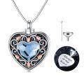 TOUPOP Sterling Silver Crystal Blue Flower Urn Necklace For Ashes-0-0