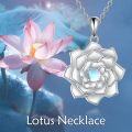 wholesale 925 Sterling Silver Lotus Flower Crystal Opal Pendant Necklace for Women-0-1
