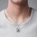 wholesale 925 Sterling Silver St George Oval Medal Necklace-0-4