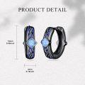 wholesale Black  Blue Crystal Square Viking Celtic Dragon Triangle Huggie Hoop Earrings-0-4