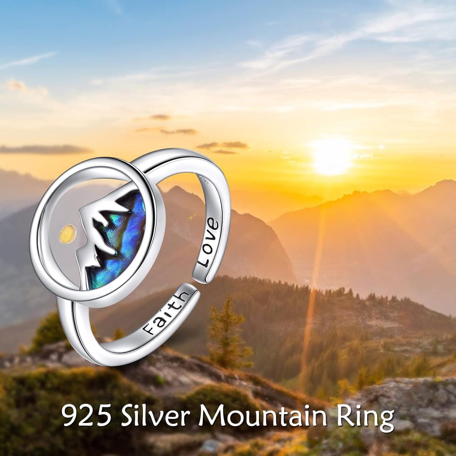 wholesale S925 Sterling Silver White Gold Plated Abalone Shell Round Faith Love Jewelry Ring & Earrings Set, Dainty Christian Gift for Her-0-1