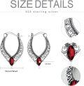 wholesale 925 Sterling Silver Red Garnet Vintage Filigree Hoop Earrings Hypoallergenic Click-Top s for Women and Teen Girls-0-3