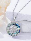 wholesale 925 Sterling Silver Compass Pendant Necklace with Blue Stone and Rope Design - I'd Be Lost Without You Message s for Women Girls-0-4