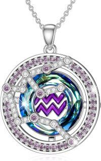 wholesale TOUPOP Valentine's Day Gifts For Her Zodiac Necklace For Women Sterling Silver Constellation Pendant With Circle Crystal Horoscope Sign Astrology Birthstone Birthday Jewelry Gifts For Women Her Mom -undefined