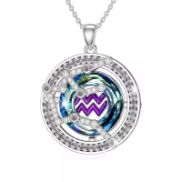 TOUPOP Sterling Silver Crystal Zodiac Necklace Constellation Pendant Gift-undefined