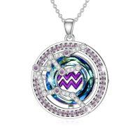 TOUPOP Sterling Silver Crystal Zodiac Necklace Constellation Pendant Gift-undefined