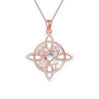 wholesale 925 Sterling Silver Moissanite Witches Knot Necklace Witch Jewelry for Women-A-Moonstone(Rose Gold Plated)-A-Moonstone(Rose Gold Plated)