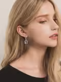 TOUPOP Sterling Silver Cat Dangle Earrings Hypoallergenic Animal Jewelry Gifts-0-2