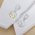 wholesale 925 Sterling Silver Hypoallergenic Gold & White Rabbit Heart Drop Earrings-0-3
