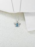 wholesale 925 Sterling Silver Blue Fire Opal Butterfly Pendant Necklace for Women's Gifts-0-3