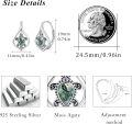 wholesale 925 Sterling Silver Sea Turtle Green Moss Agate Leverback Hoop Earrings - Bohemian Beach s for Women Girls-0-4
