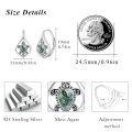 wholesale 925 Sterling Silver Sea Turtle Green Moss Agate Leverback Hoop Earrings - Bohemian Beach s for Women Girls-0-4