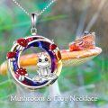 wholesale 925 Sterling Silver Rainbow Crystal Frog Pendant Necklace with Mushrooms and Crown Design-0-2