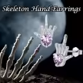 TOUPOP Sterling Silver Skull Hand Stud Skeleton Earrings Gothic Jewelry-0-5