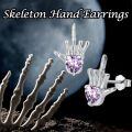 TOUPOP Sterling Silver Skull Hand Stud Skeleton Earrings Gothic Jewelry-0-5