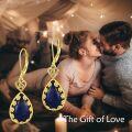 wholesale 925 Sterling Silver Teardrop Blue Stone Leverback Earrings - Unique Gemstone Drop Earings Gifts for Her-0-5