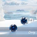 wholesale 925 Sterling Silver Blue Crystal Stud Earrings - 6MM Round Gemstone  for Women-0-4
