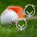 wholesale 925 Sterling Silver Metal Sports Hoops with Crystal Balls - Soccer Baseball Tennis  for Her-0-2