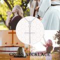 wholesale 14K White Gold Polished Cross Pendant Chain Necklace for Women Girls 20 + Extender-0-22