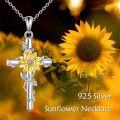 wholesale 925 Sterling Silver Sunflower Cross Pendant Necklace with Chain for Women-0-1