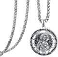 wholesale 925 Sterling Silver Saint Jude Pendant with Black CZs and Wheat Chain - Catholic Prayer  for Men & Women-0-0
