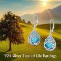 wholesale 925 Sterling Silver Tree Of Life Drop Earrings Wholesale With Green Stone-0-29