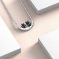 wholesale 925 Sterling Silver Black Cats & Stars Crescent Moon Pendant Necklace for Women-0-3