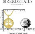 wholesale 925 Sterling Silver Gold Plated Round Black Tree of Life Necklace Pendant Jewelry for Men & Women-0-9